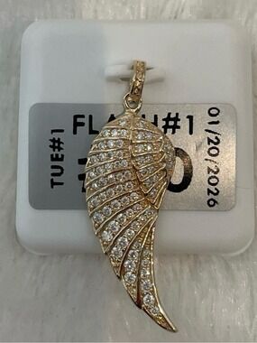 "14K Gold Plated 1.50ctw Angel Wing Moissanite Pendant